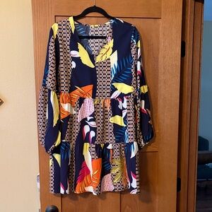 Colorful Patterned Mini Dress